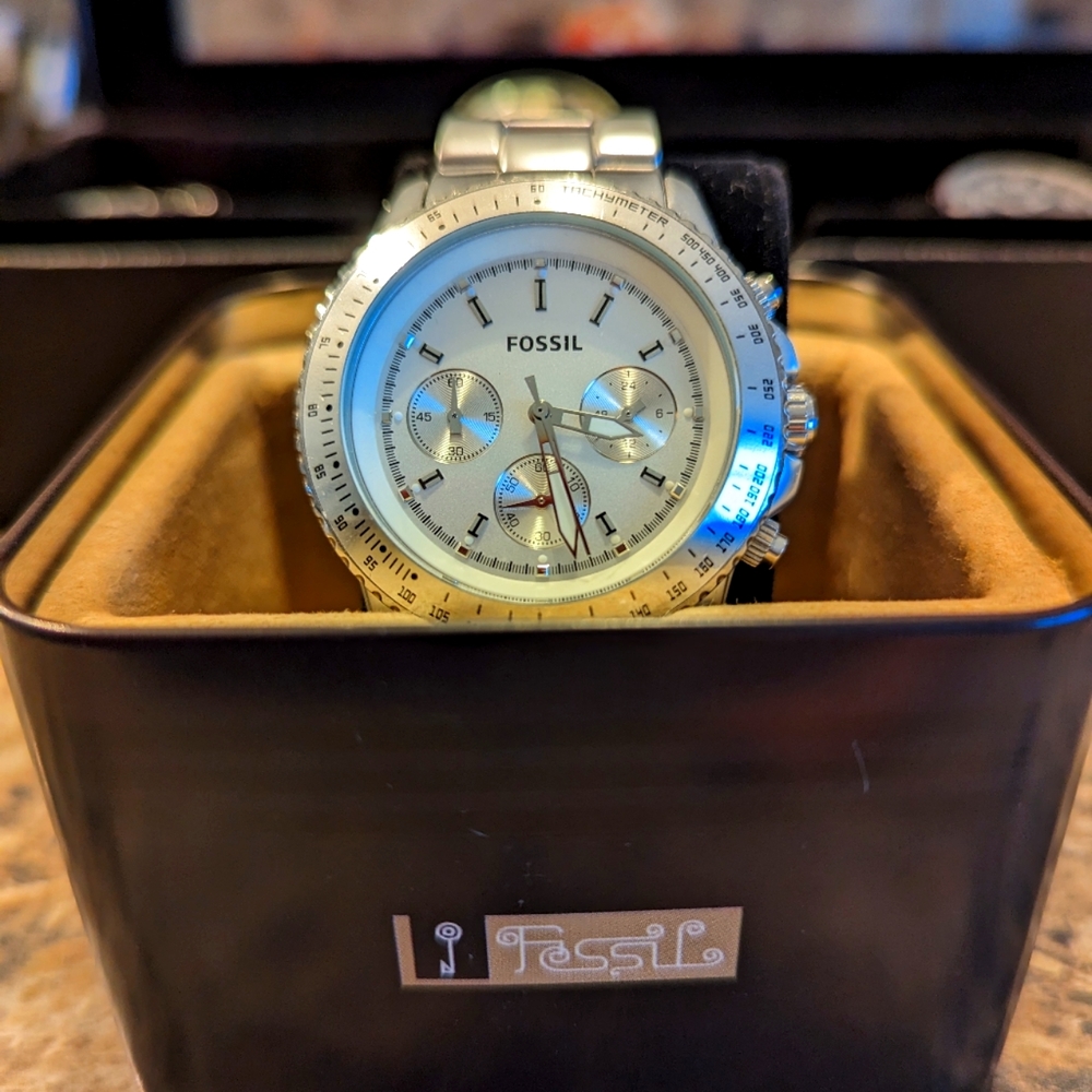 Men's Fossil CH2745 Stella Wrist Watch Aluminum Tachymeter Multidial